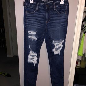 American eagle distressed jeggings dark rinse